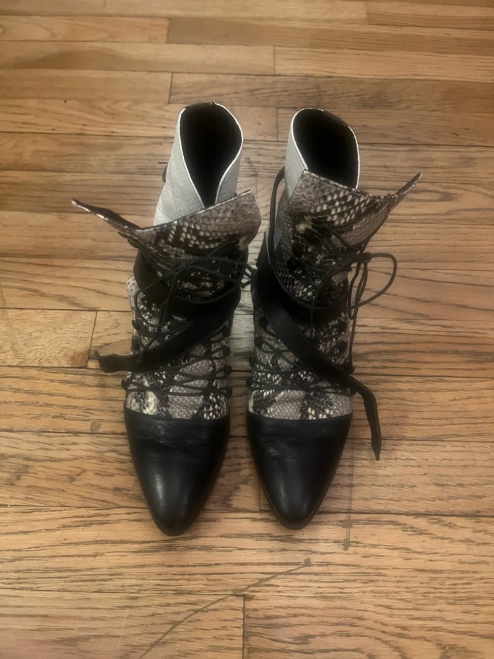 Modern Vice lace up snake print leather ankle boots
